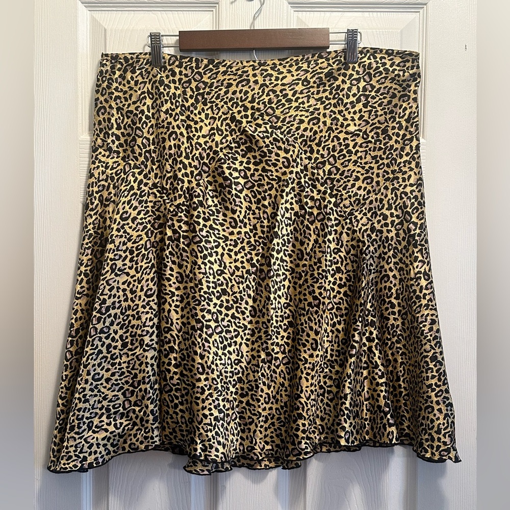 Vintage Suzanne Somers Satin Animal Print Skirt